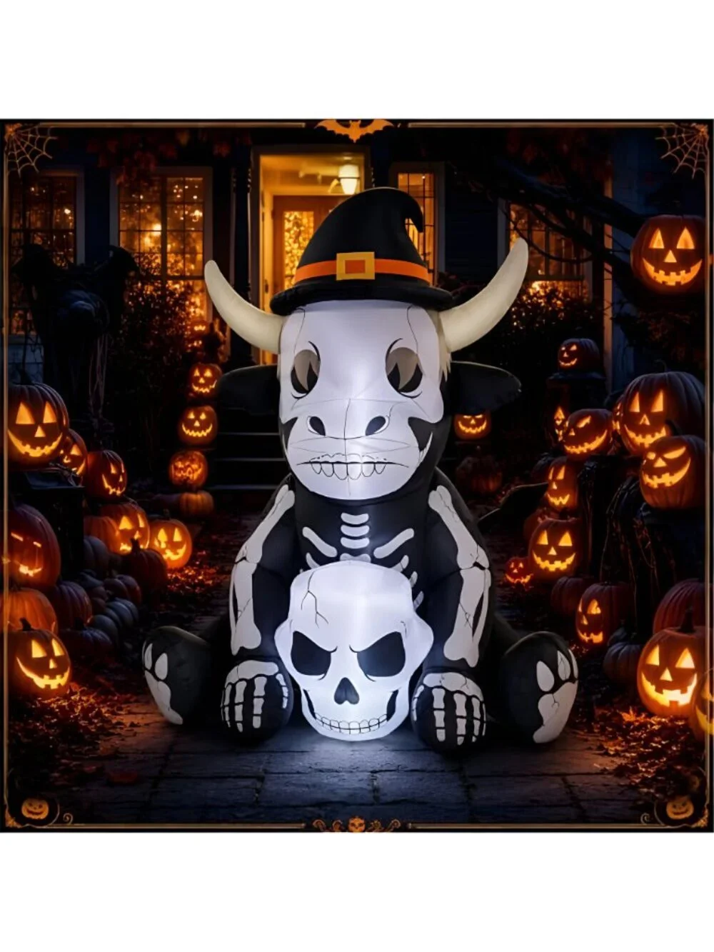 5 FT Halloween Inflatables Outdoor Highland Cow Light up Decor